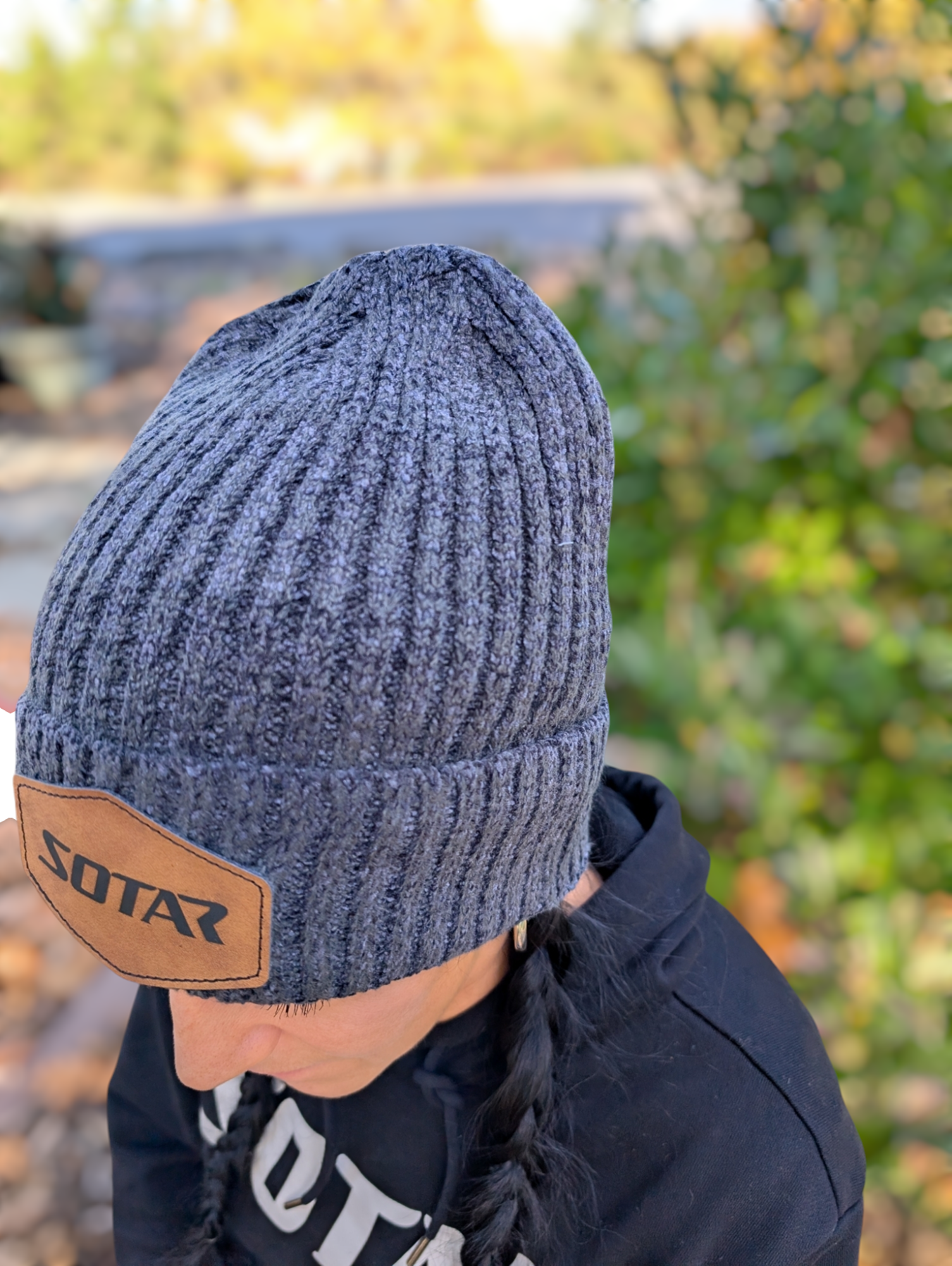 Leather patch Beanie