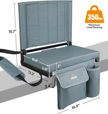 Seat for raft bench or cooler with Back Support and Thick Cushion Bleacher Seats with Backs and Cushion Wide, Stadium Chairs Include Shoulder Strap and Pocket