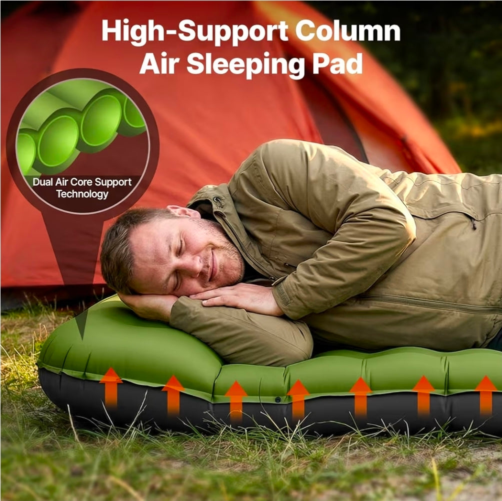 Sleeping Pad, Ultralight Inflatable Sleeping Pad for Camping with Pillow Built-in Foot Pump, 6" Extra-Thick Reinforced Camping Mattress for Hiking, Backpacking, Tent