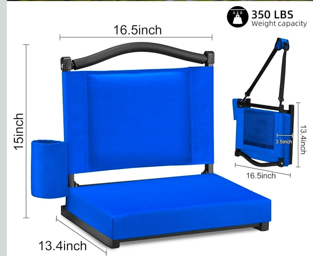 Stadium Seats with Back Support and Thick Cushion Bleacher Seats with Backs and Cushion Wide, Stadium Chairs Include Shoulder Strap and Pocket