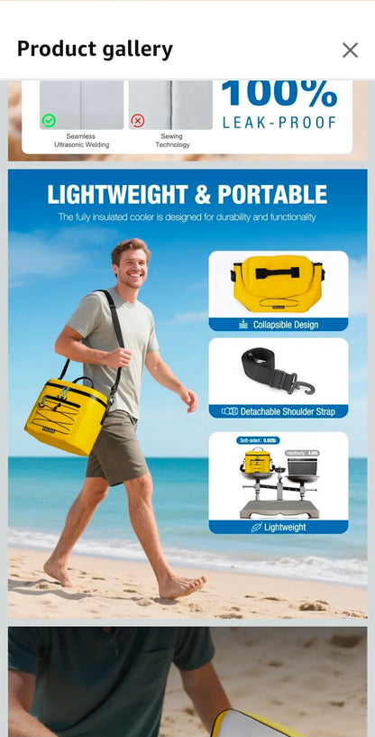 Cooler Bag, 7/16/30 Can Soft Sided Small Portable Insulated Cooling Pack, Everyday Lunch Cooler, Leakproof Ice Chest for Beach, Camping, Travel, Picnic