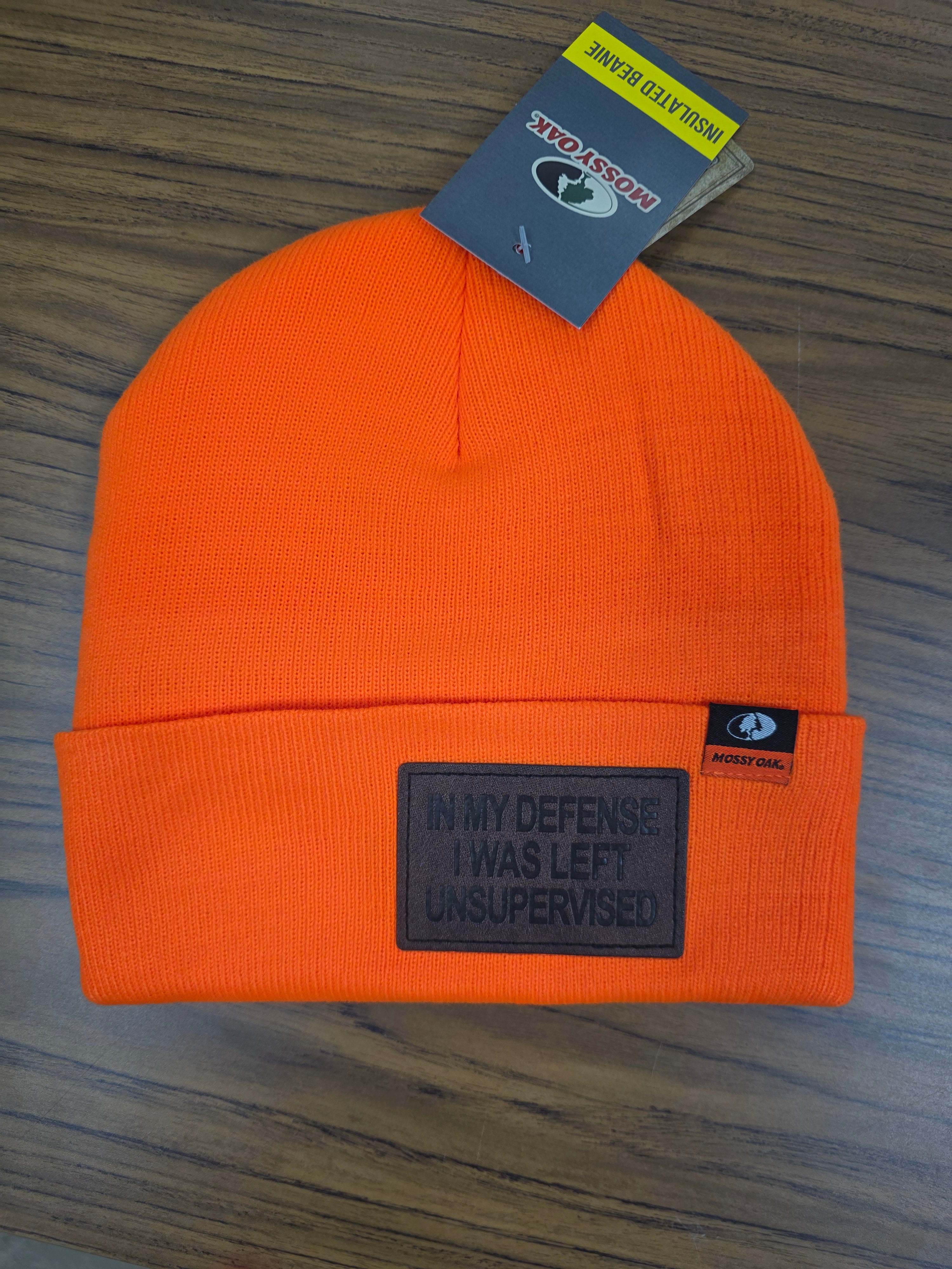 MOSSY OAK Men's Beanie Leather Patch - IN MY DEFENSE