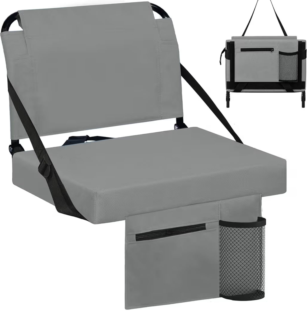 Stadium Seats with Back Support and Thick Cushion Bleacher Seats with Backs and Cushion Wide, Stadium Chairs Include Shoulder Strap