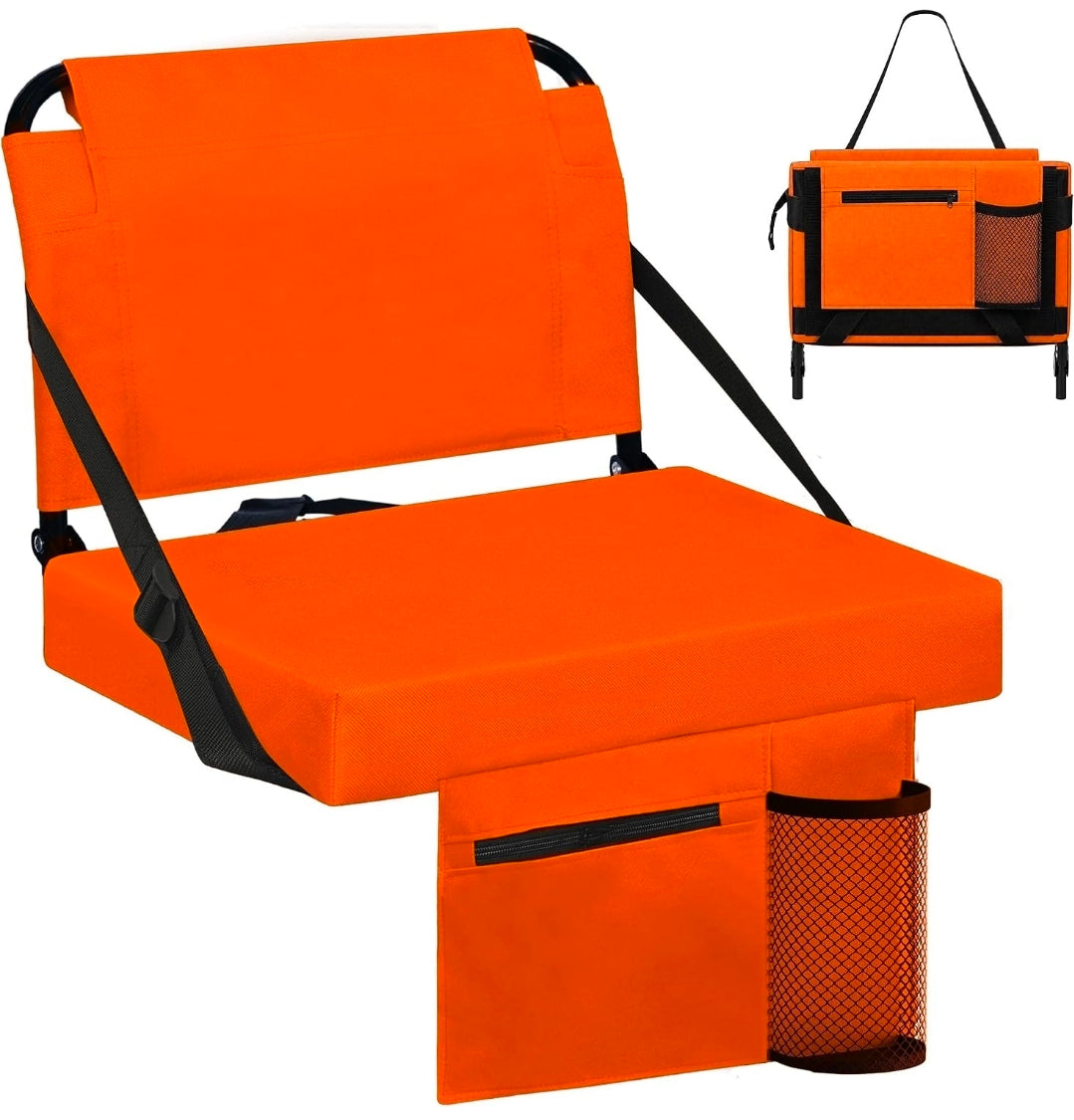 Seat for dry box or cooler with Back Support and Thick Cushion Bleacher Seats with Backs and Cushion Wide, Stadium Chairs Include Shoulder Strap