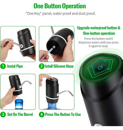 5 Gallon Electric Drinking Portable Water Dispenser, Universal USB Charging Water Bottle Pump For 2-5 Gallon With 2 Silicone