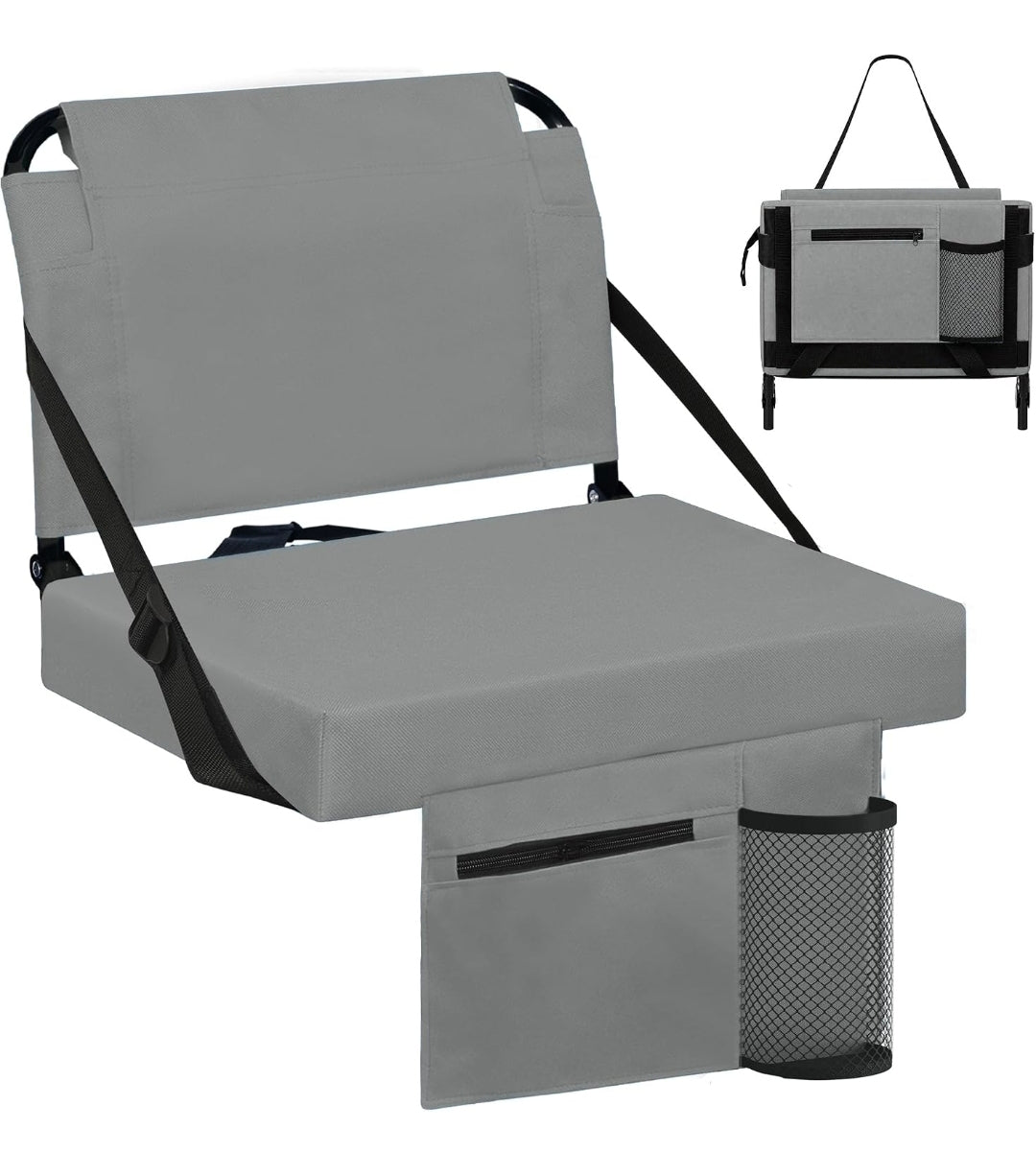 Seat for dry box or cooler with Back Support and Thick Cushion Bleacher Seats with Backs and Cushion Wide, Stadium Chairs Include Shoulder Strap