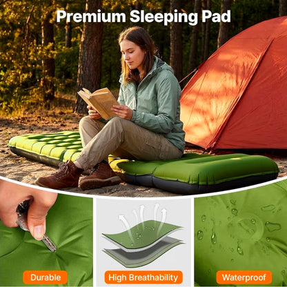Sleeping Pad, Ultralight Inflatable Sleeping Pad for Camping with Pillow Built-in Foot Pump, 6" Extra-Thick Reinforced Camping Mattress for Hiking, Backpacking, Tent