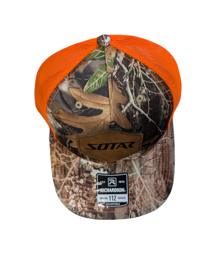 SOTAR Leather patch Hat-Clothing-Custom Patch Hats-Camo Orange (real tree)-SOTAR