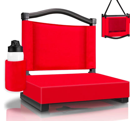 Stadium Seats with Back Support and Thick Cushion Bleacher Seats with Backs and Cushion Wide, Stadium Chairs Include Shoulder Strap and Pocket