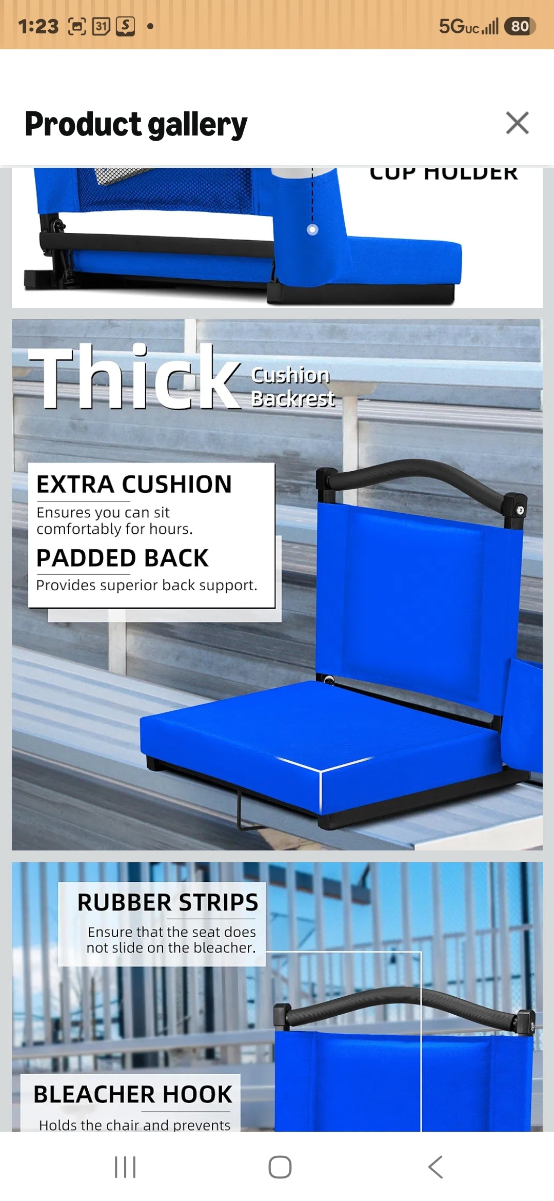 Stadium Seats with Back Support and Thick Cushion Bleacher Seats with Backs and Cushion Wide, Stadium Chairs Include Shoulder Strap and Pocket