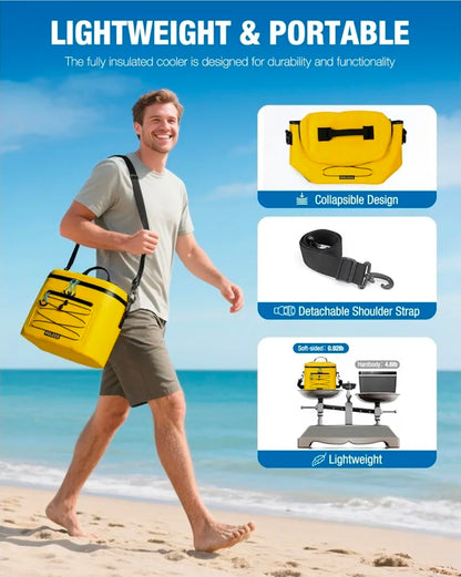 Cooler Bag, 7/16/30 Can Soft Sided Small Portable Insulated Cooling Pack, Everyday Lunch Cooler, Leakproof Ice Chest for Beach, Camping, Travel, Picnic