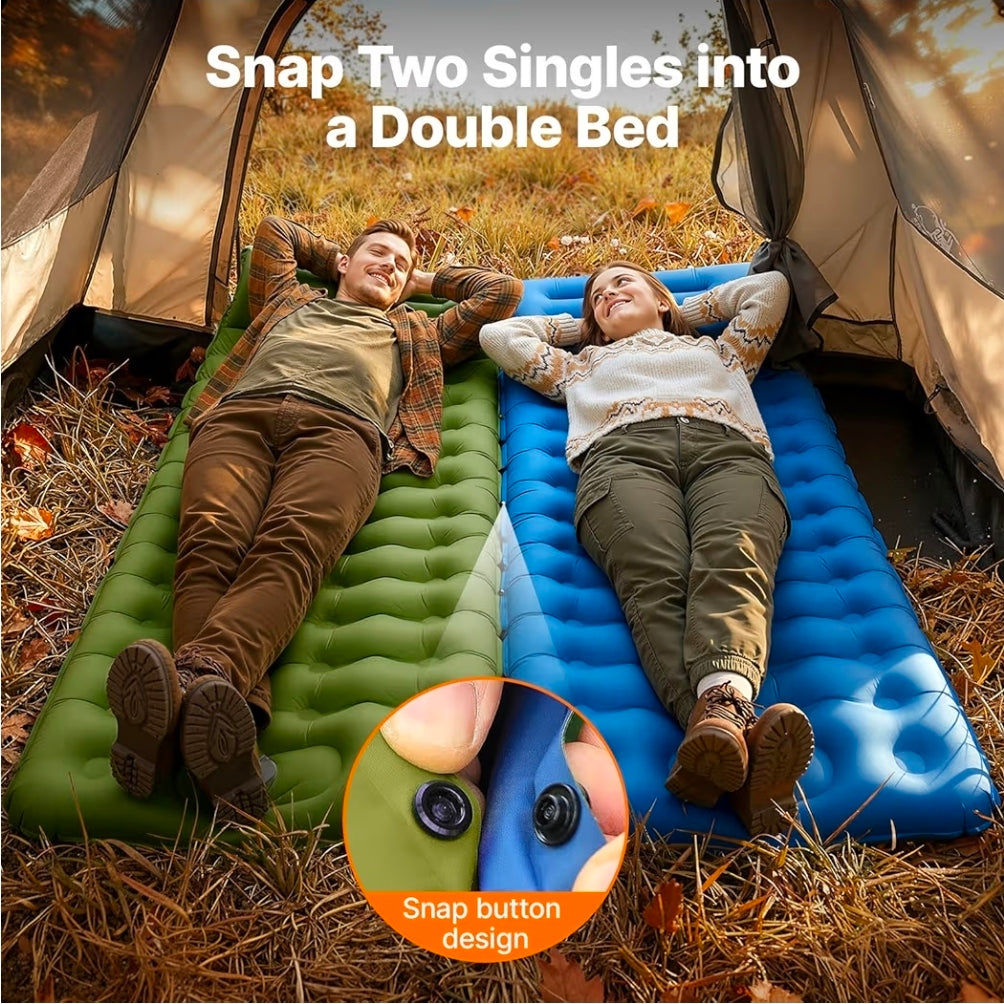Sleeping Pad, Ultralight Inflatable Sleeping Pad for Camping with Pillow Built-in Foot Pump, 6" Extra-Thick Reinforced Camping Mattress for Hiking, Backpacking, Tent