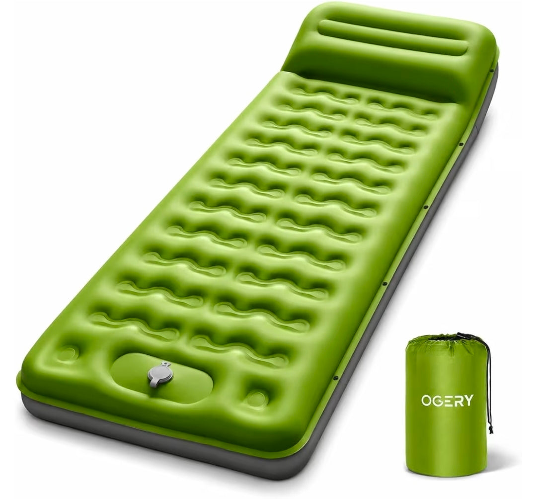 Sleeping Pad, Ultralight Inflatable Sleeping Pad for Camping with Pillow Built-in Foot Pump, 6" Extra-Thick Reinforced Camping Mattress for Hiking, Backpacking, Tent