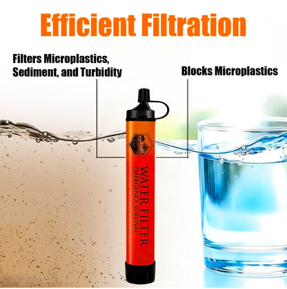 High-Capacity Survival Water Filter Straw Kit with Emergency Whistle, Lightweight Reusable Portable Water Straw for Camping, Hiking, Backpacking & Emergency Preparedness(1 Pack)