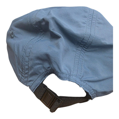 SOTAR blue five-panel performance camper hat with an adjustable nylon strap and secure buckle closure.