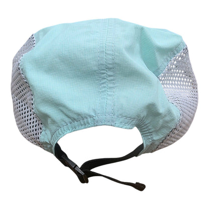 SOTAR five-panel performance hat in light blue with breathable white mesh side panels and adjustable back strap