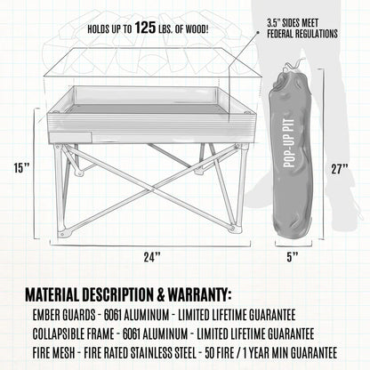 Fireside Pop-Up Fire Pit-Camping Acc's-Fireside Industries-Pop-up Pit & Heat Shield Combo Kit-SOTAR